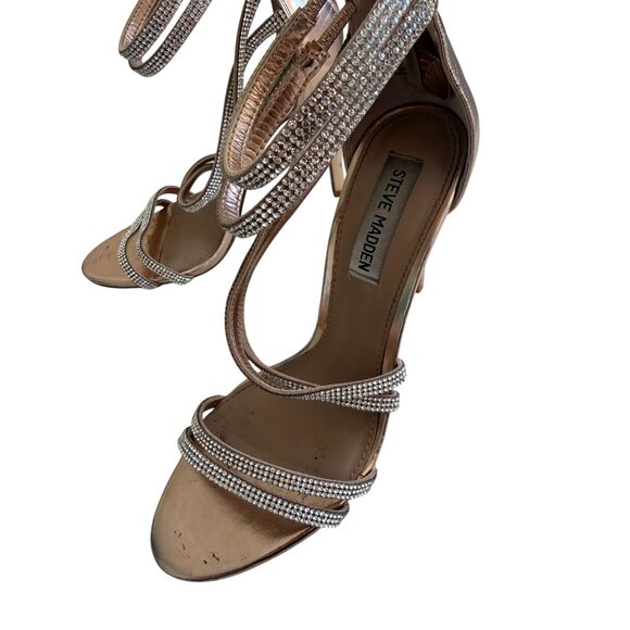 STEVE MADDEN Sweetest Rose Gold Rhinestone Jeweled Heels Size 8 - Picture 2 of 10